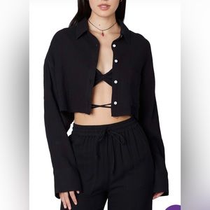 NIA AUSTIN SHIRT black crop top nwt